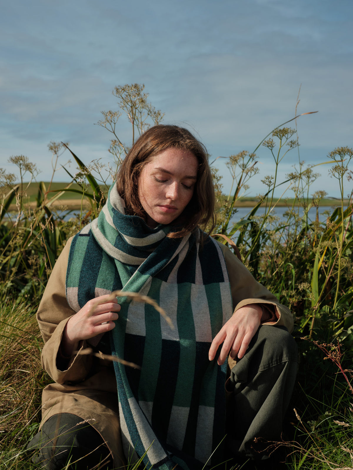 Scarf "Harbour" - Willow, Ink, Dulse
