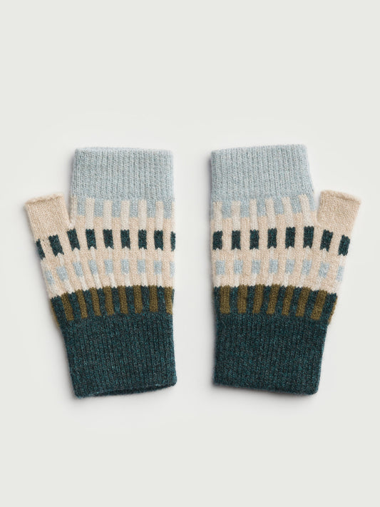 Fingerless Mitten "Harbour" - Ink, Olive, Oat