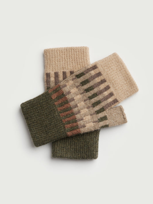 Fingerless Mitten "Harbour" - Nettle, Wren, Hazelnut