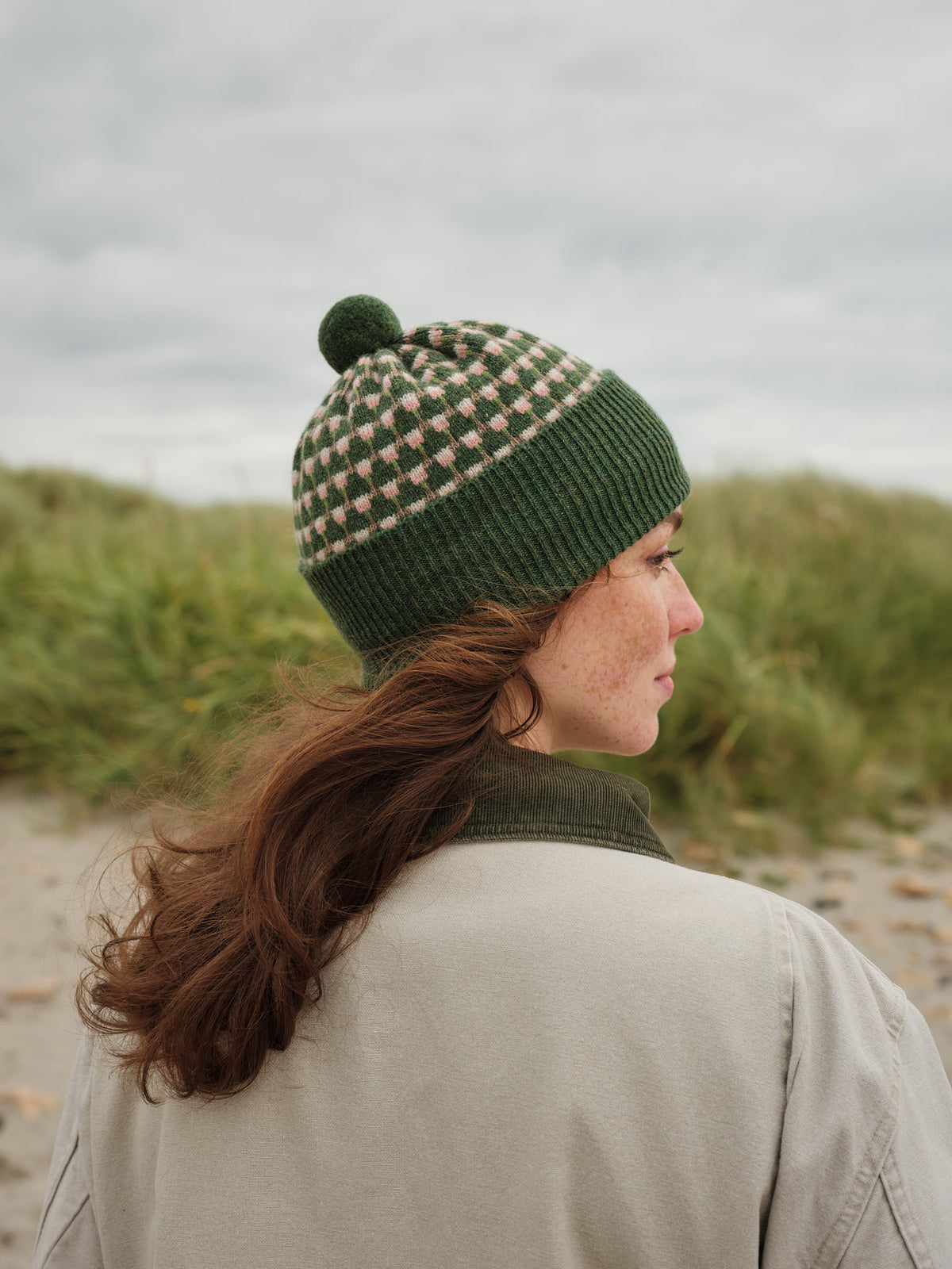 Pom Hat "Basket" - Pine, Field Green, Sweetpea