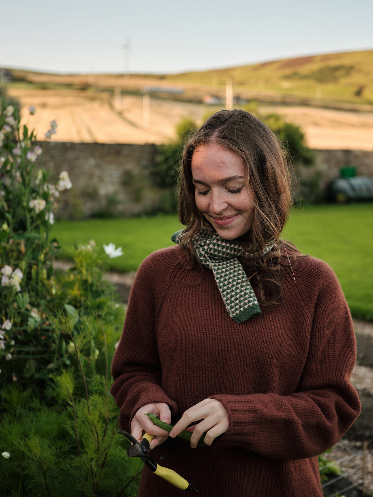 Neckerchief "Basket" - Pine, Field Green, Sweetpea