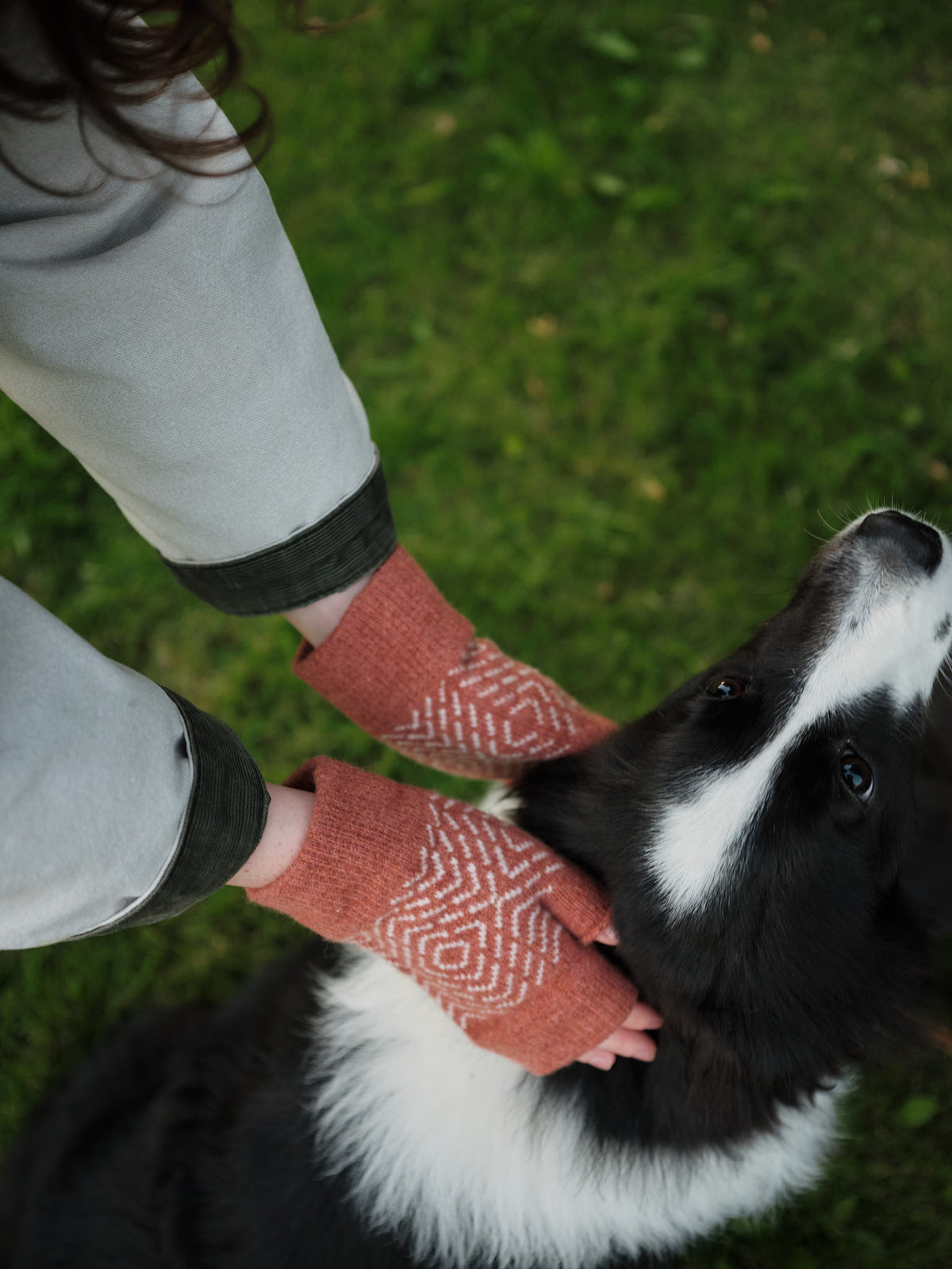 Fingerless Mitten "Brackish" - Iron Oxide & Swansdown - Pre-Order