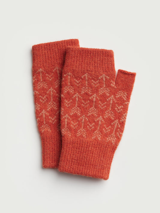 Fingerless Mitten "Arrow" - Tomato & Rosehip
