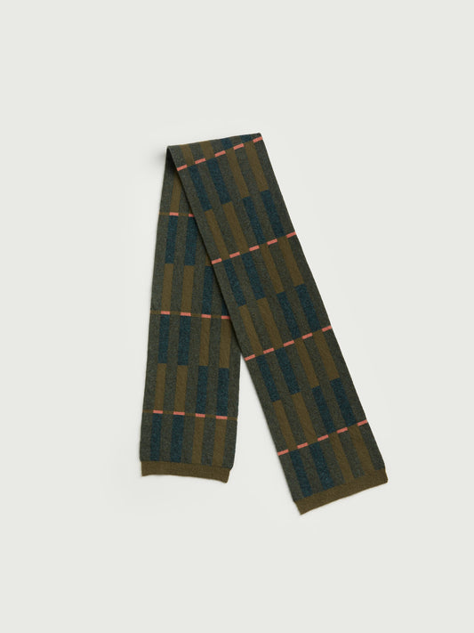 Small Scarf "Garden" - Olive & Ink