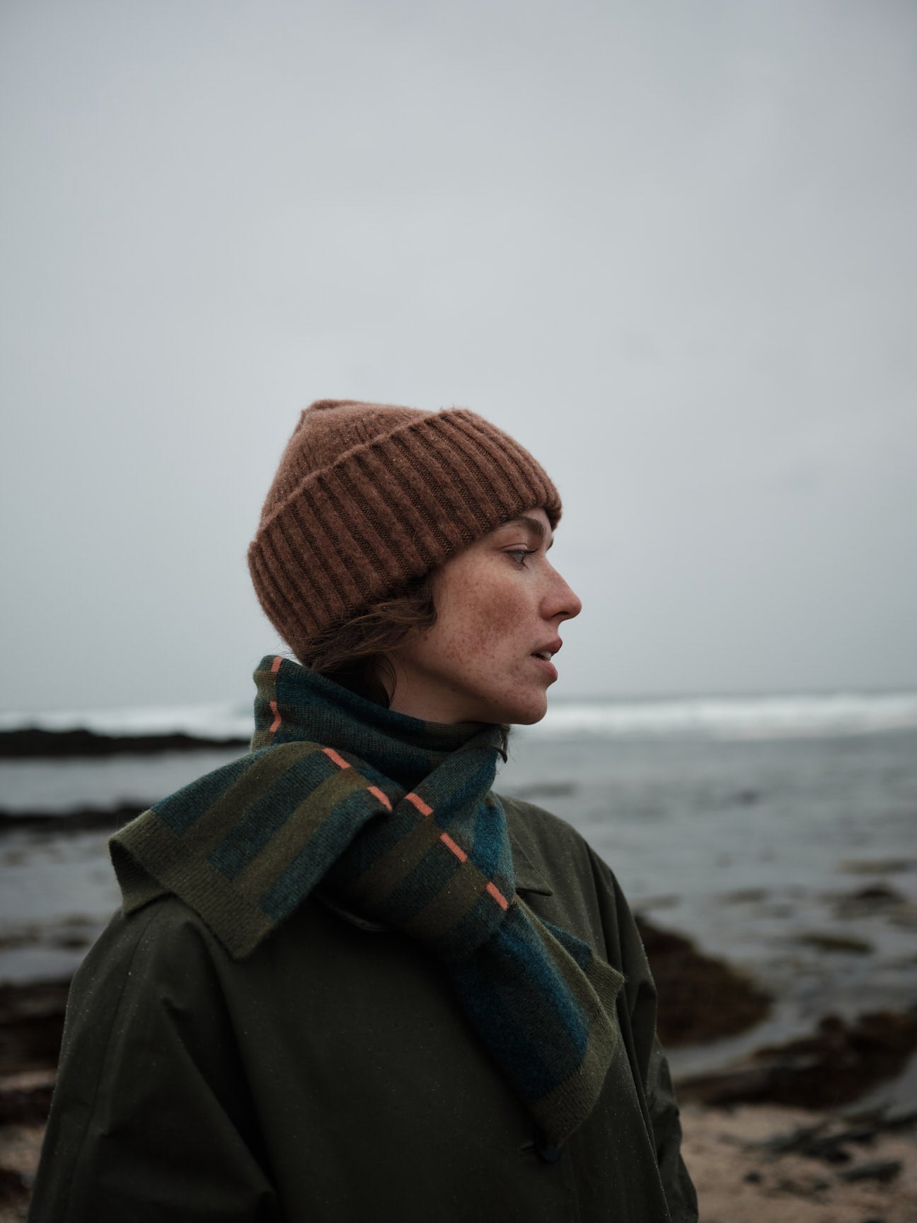 Small Scarf "Garden" - Olive & Ink