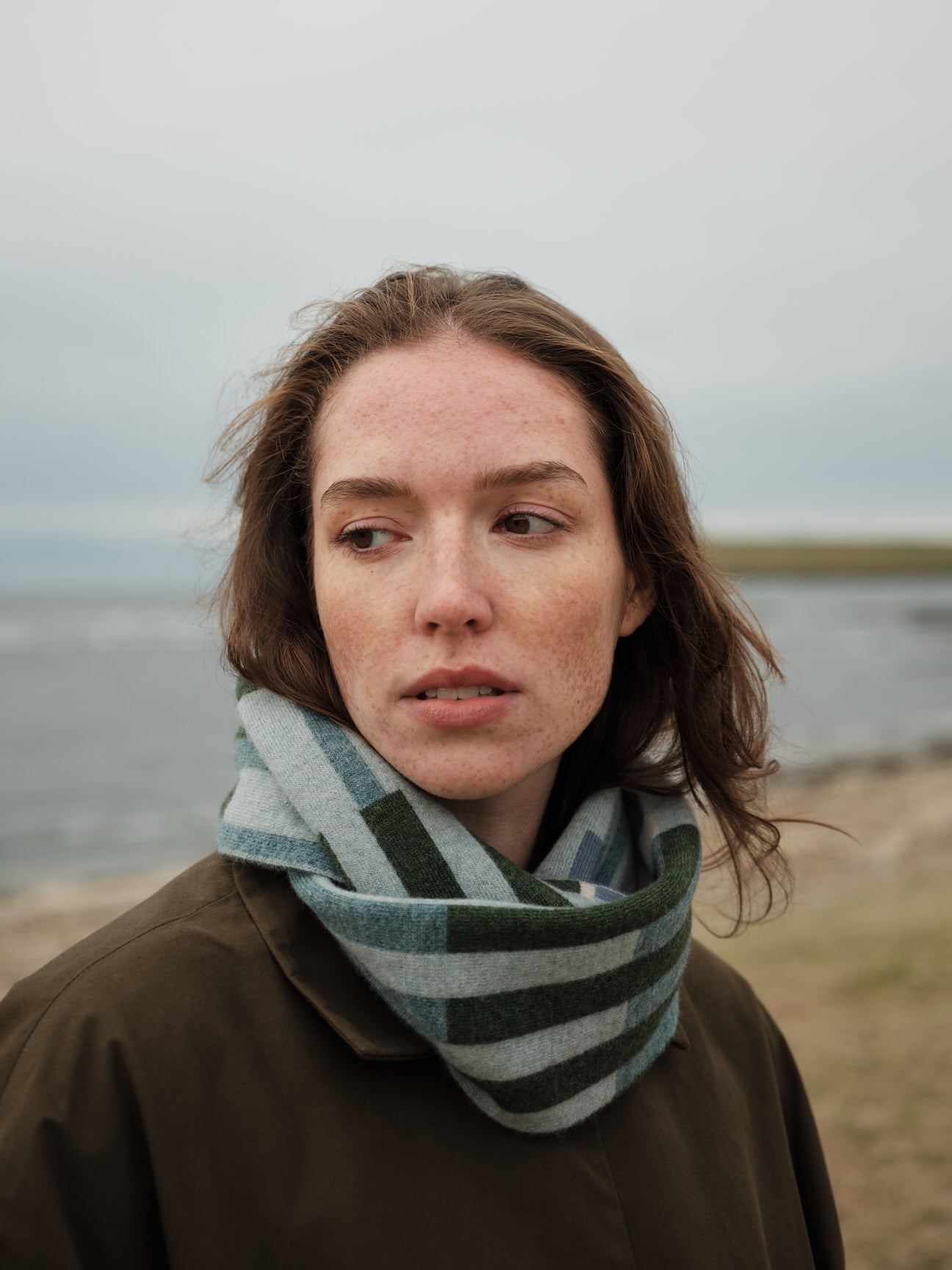 Circle Scarf "Harbour" - Haar, North Sea, Pine