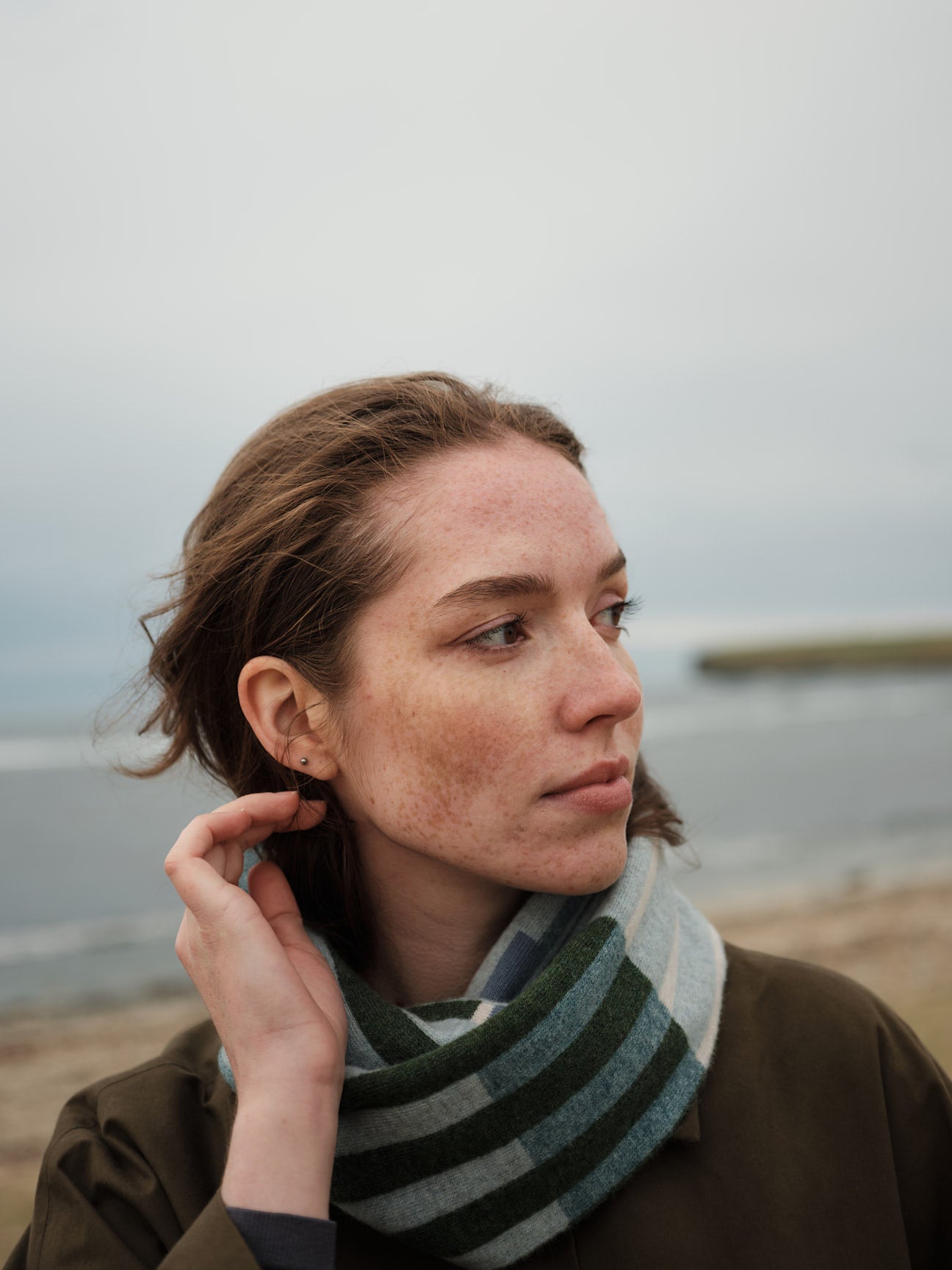 Circle Scarf "Harbour" - Haar, North Sea, Pine