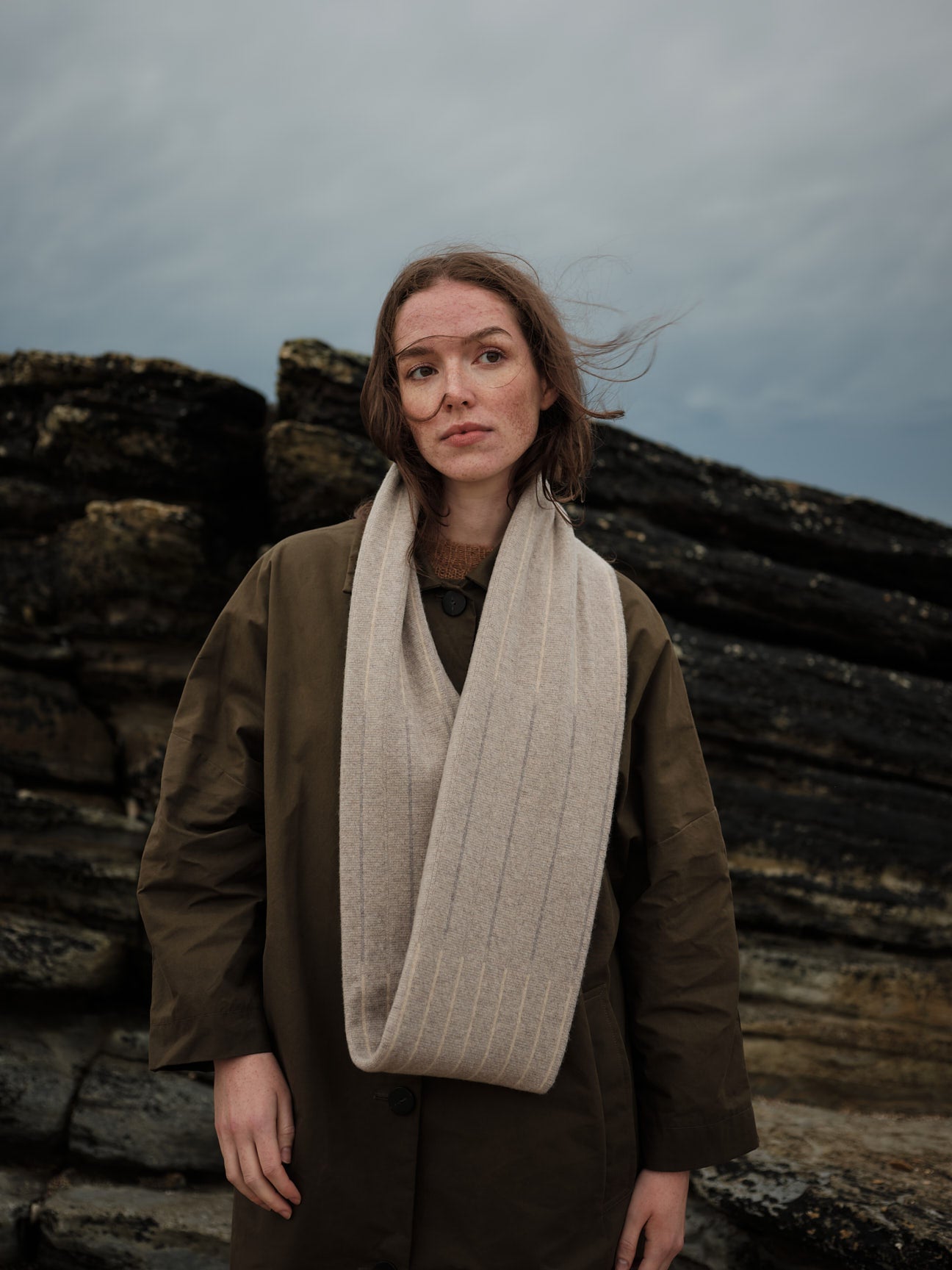 Circle Scarf "Reed" - Oat & Dove