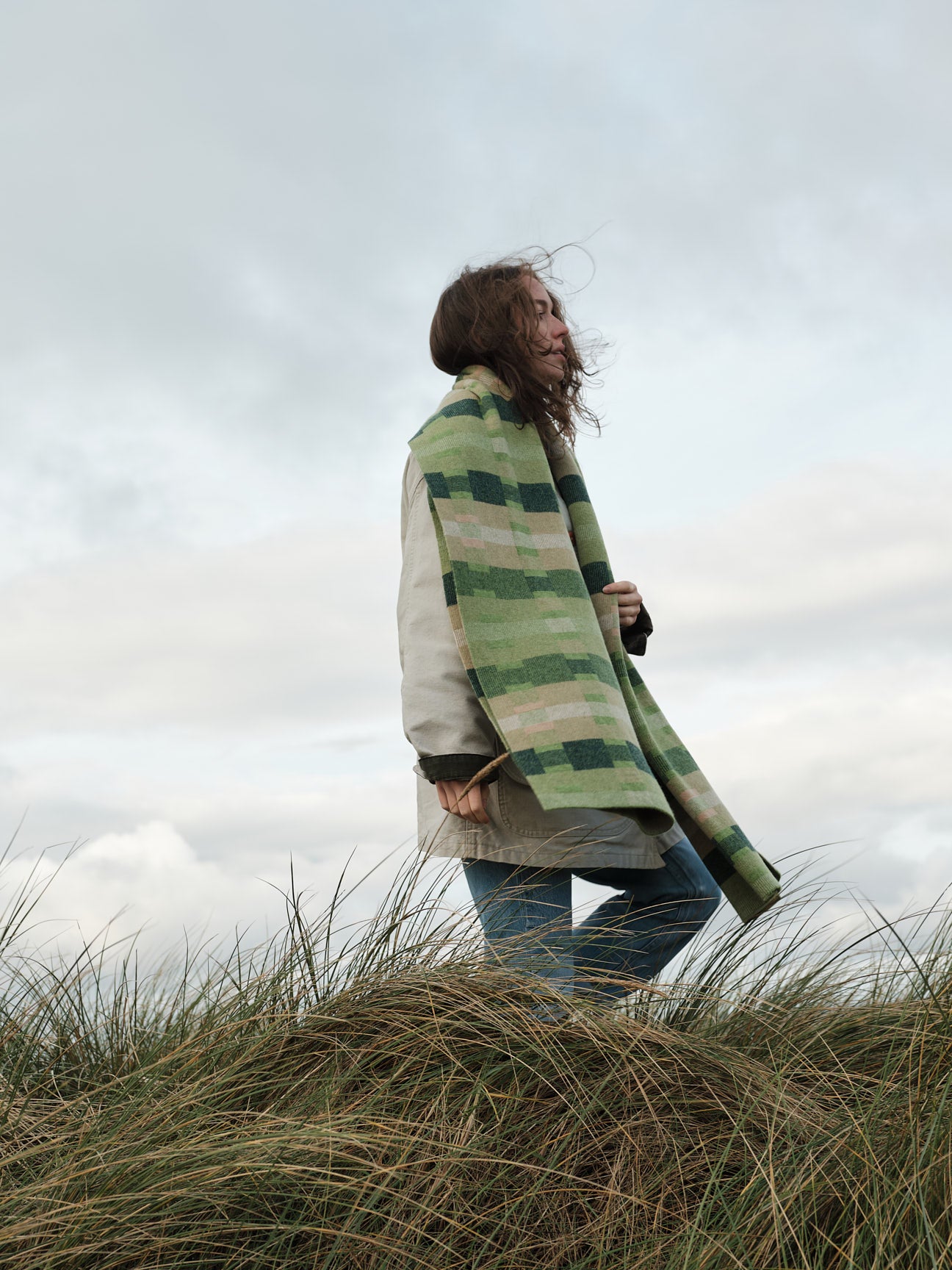 Scarf "Stockholm" - Field Green, Barley, Ink